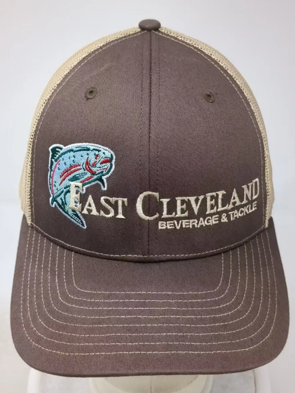 Richardson Trucker Hat Brown Beige OS Snapback East Cleveland Beverage Tackle